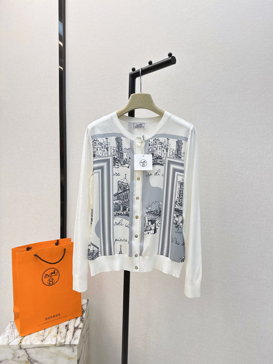 26ss Printed Pattern Knit Cardigan