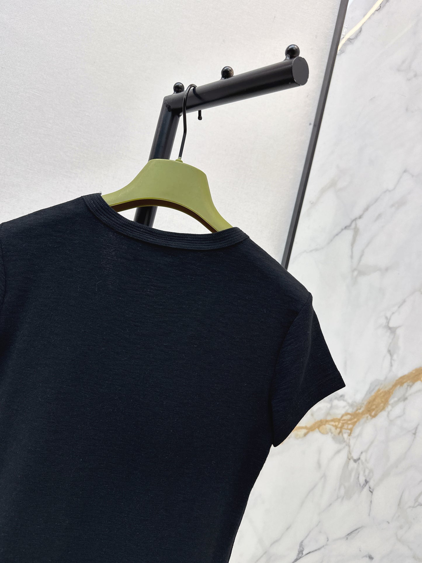 26ss Hardware-decorated U-neck T-shirt