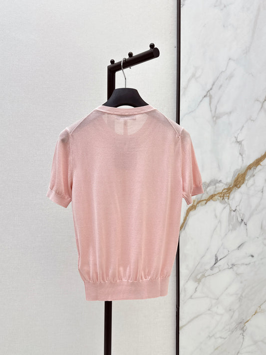 26ss Bow-tie collar knit T-shirt