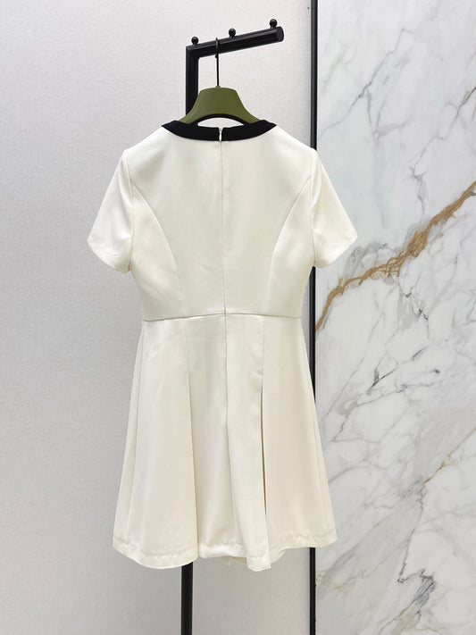 26ss Color-blocked trim dress