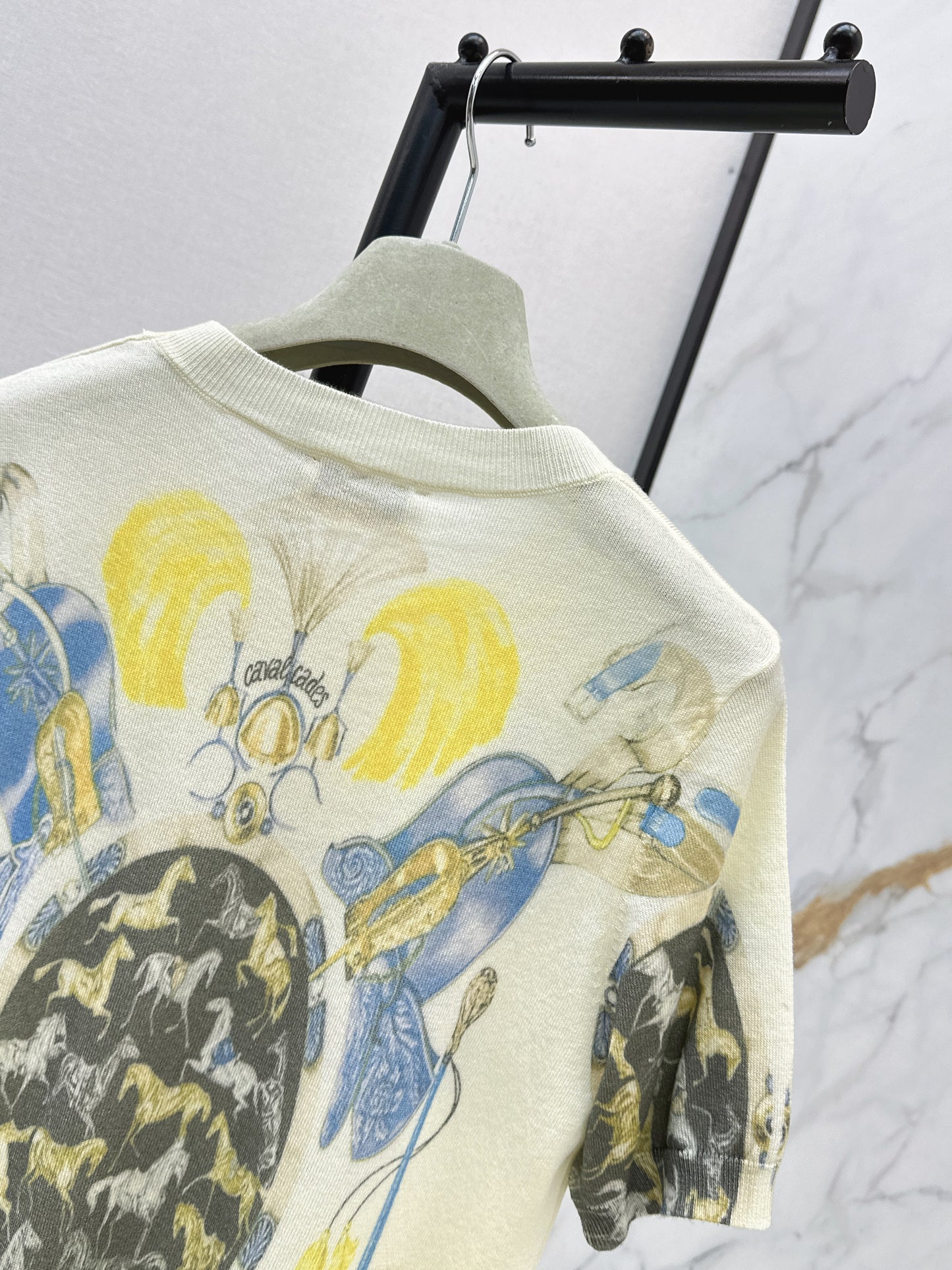 26ss Oil painting pattern knit T-shirt
