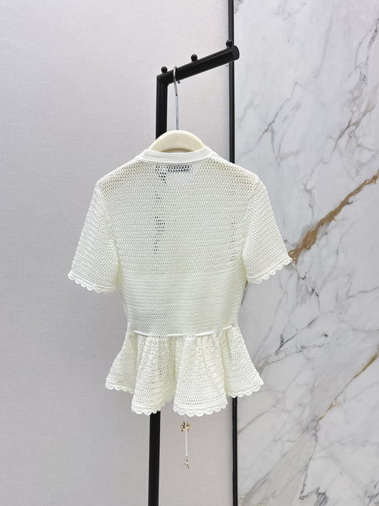 26ss Floral Pearl Button T-Shirt
