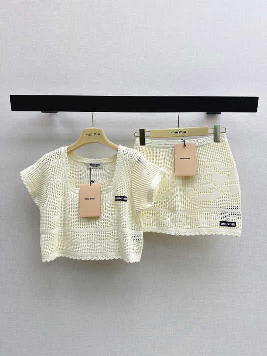26ss U-neck Hollow Out Short Top / Skirt