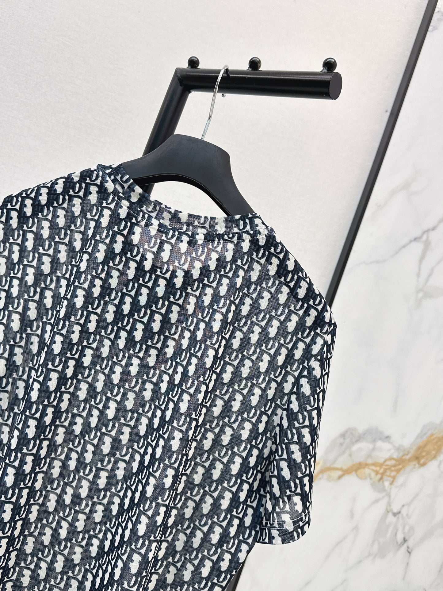 26ss Monogram Mesh Short-Sleeve Top