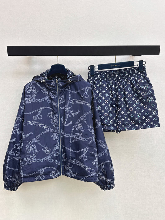 26ss Reversible Hoodie Jacket with Elastic Waist Shorts
