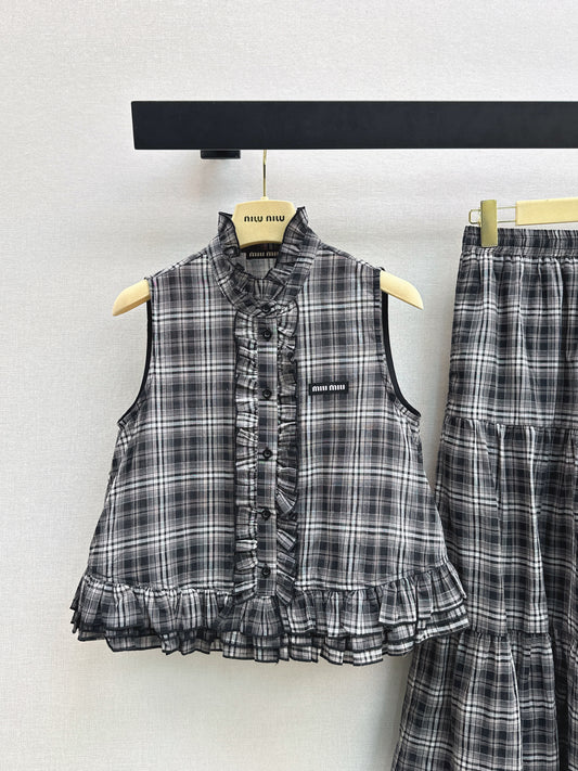 26ss Age-reducing Mu-style Outfit Plaid Suit