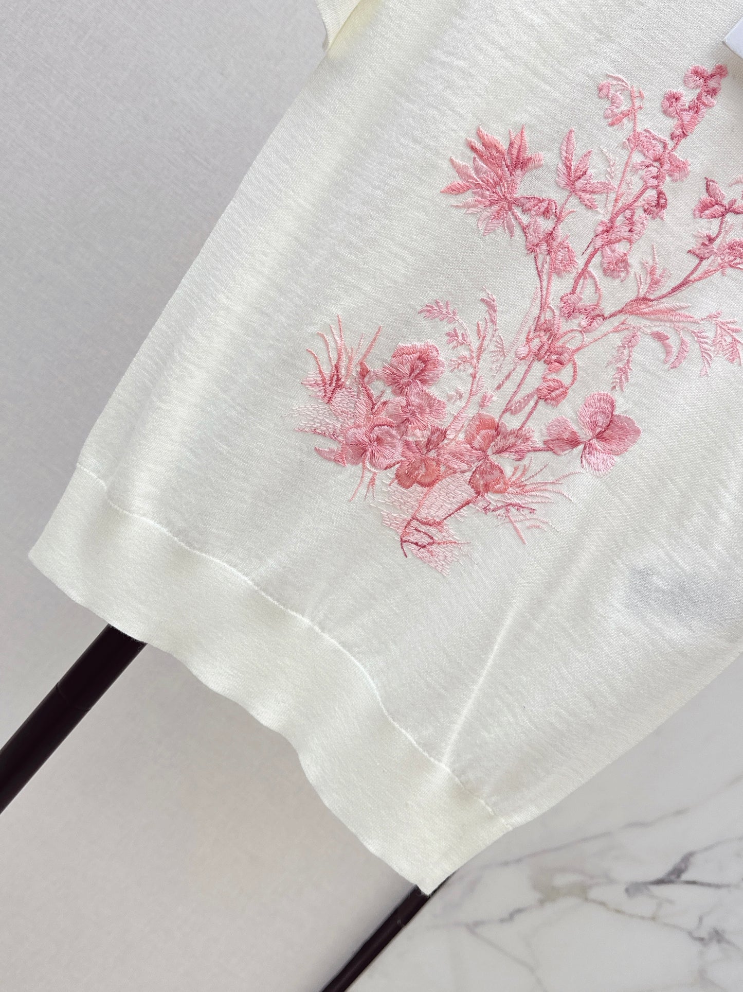26ss Floral Embroidered Knitted T-Shirt