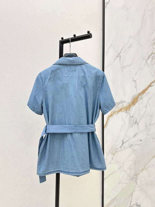 26ss Short-sleeve belted shirt