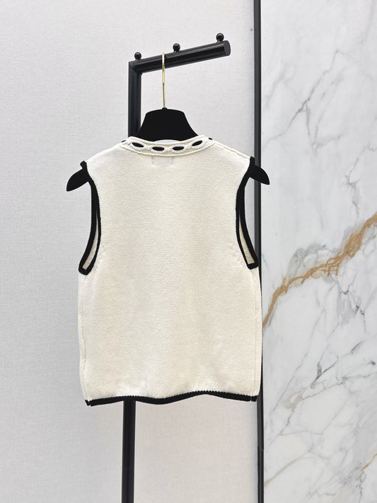 26ss Handmade color-block crochet knitted vest