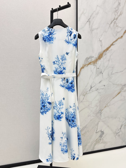 26ss Blue and white porcelain dress