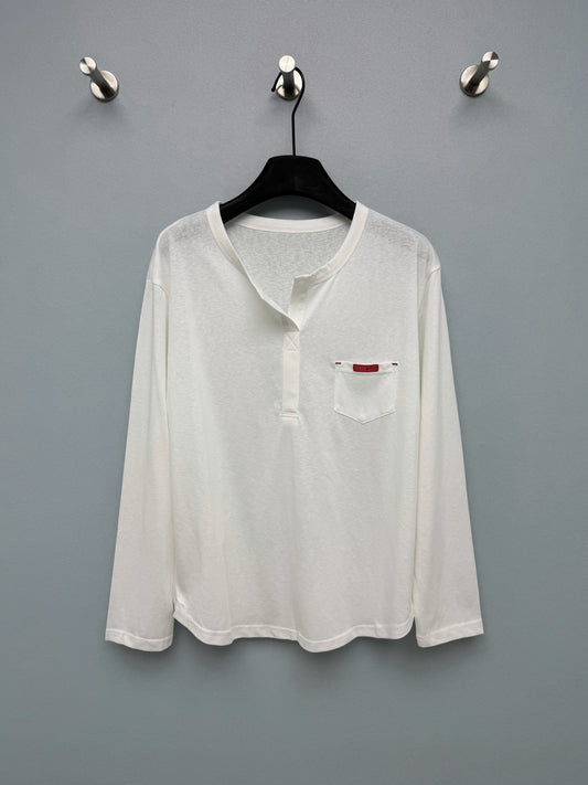 Prada / New Half-Button Henry Collar Long-Sleeve Top
