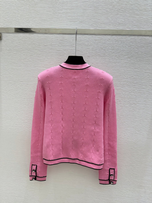 Chanel / 26 Early Autumn New Color-Block Simple Round Neck Knit Long-Sleeve Cardigan