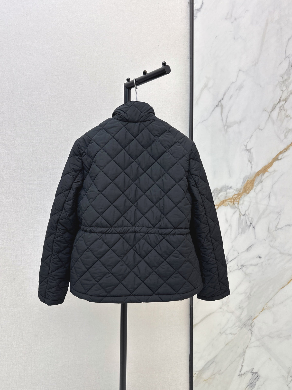 26 Fall/Winter Latest Diamond Quilted Stand Collar Drawstring Cotton Jacket