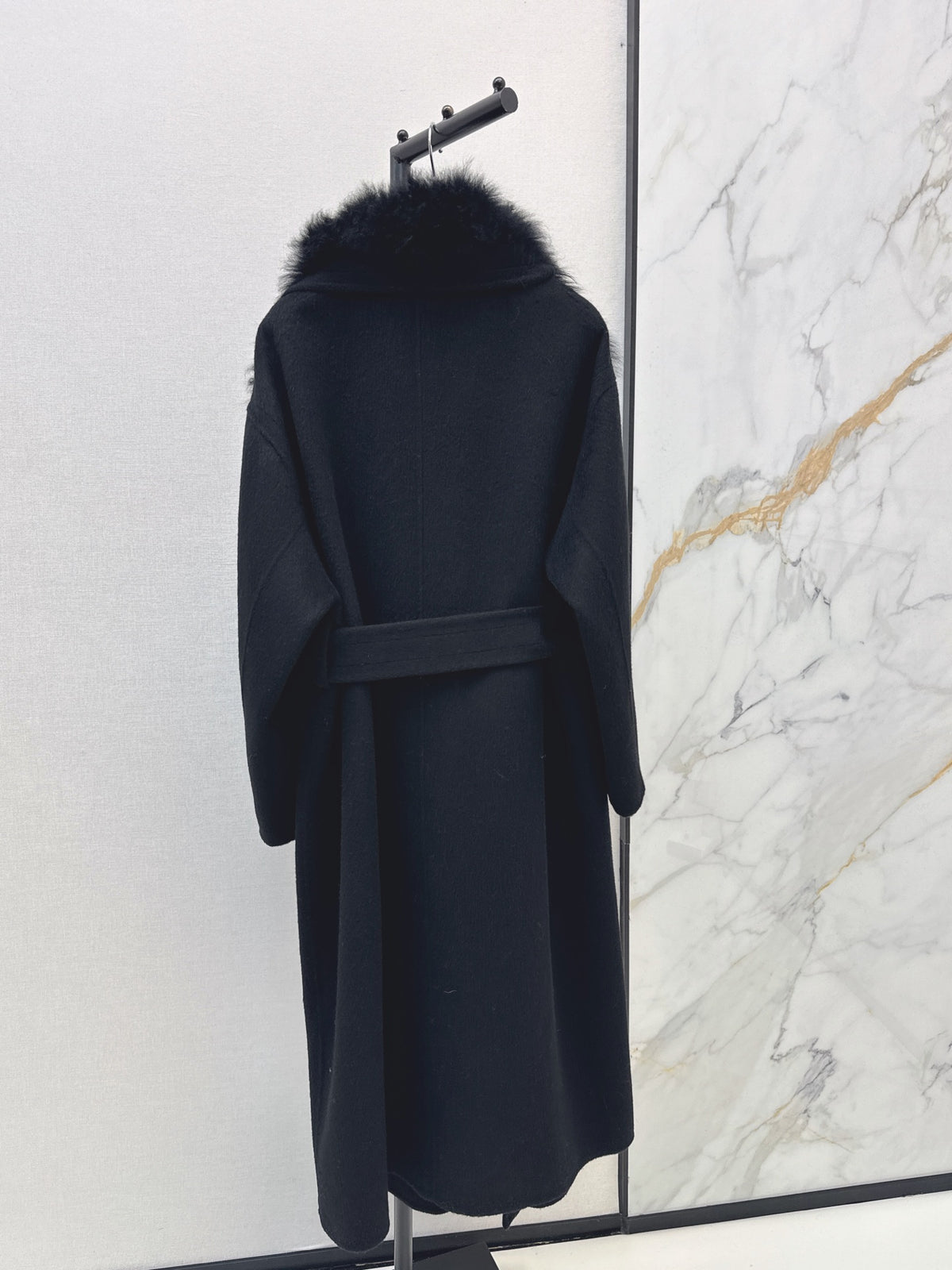 26 Fall/Winter New Fox Fur Collar Double-Faced Wool Long Coat