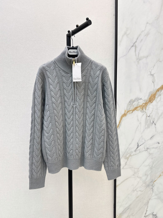 26 Fall/Winter Latest Cable Knit Half-Zip Polo Wool Sweater