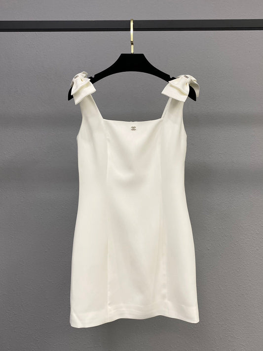 25ss new bow-decorated sleeveless vest dress