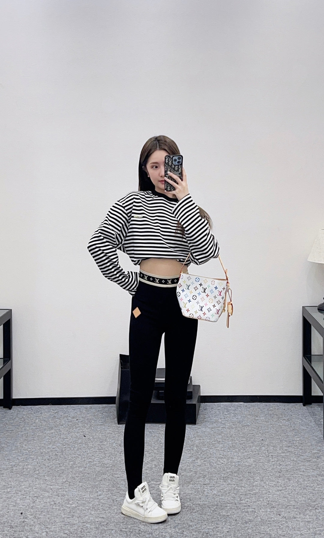 Fleece-lined Letter Webbing Leggings