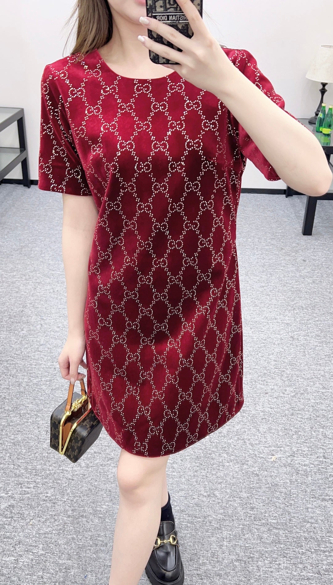 Silk Velvet Rhinestone Dress