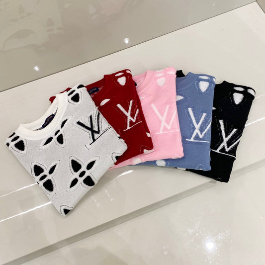25ss spring new style reverse stitch jacquard logo knitted T-shirt