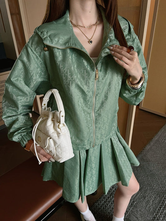 26ss Youthful pleated jacket /skirt
