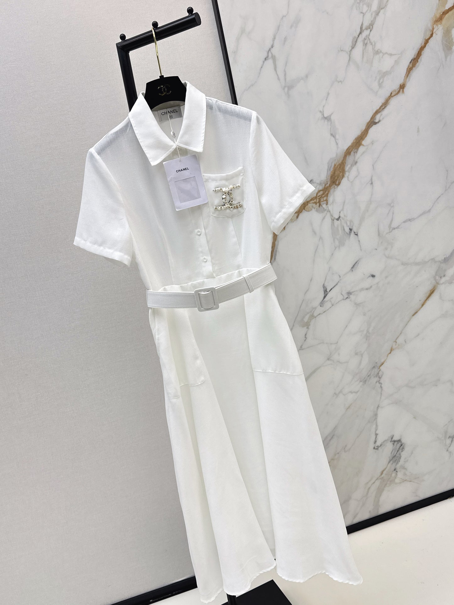 26ss Pocket Beaded Embellished Dress