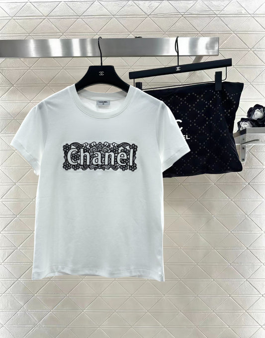 Lace Embroidered Logo T-shirt