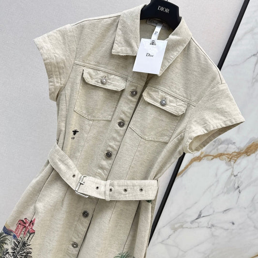 Artistic Print Notch-Collar Dress