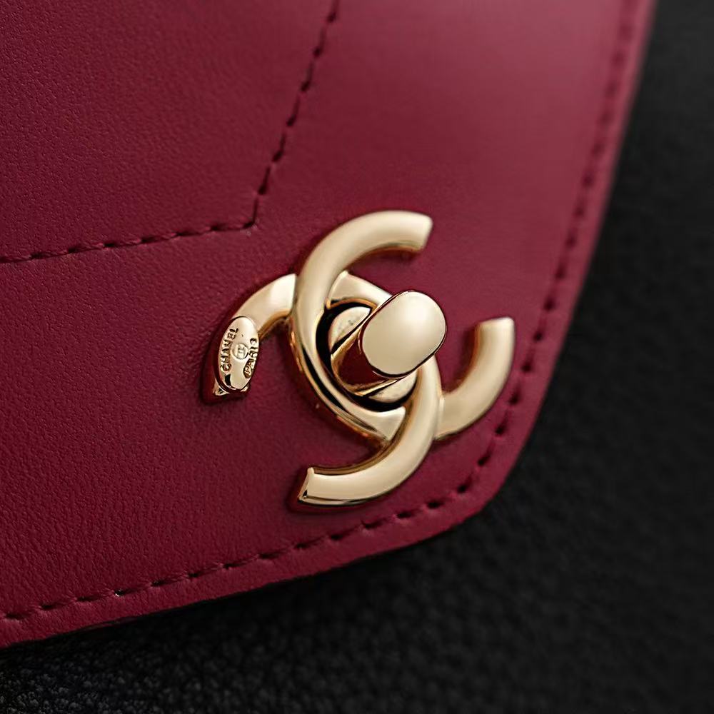 2026 Shopping Bag 30cm Black Red lambskin