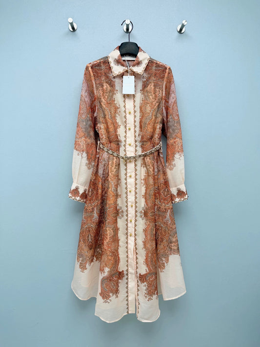 26New Paisley-Print Shirt-Style Maxi Dress