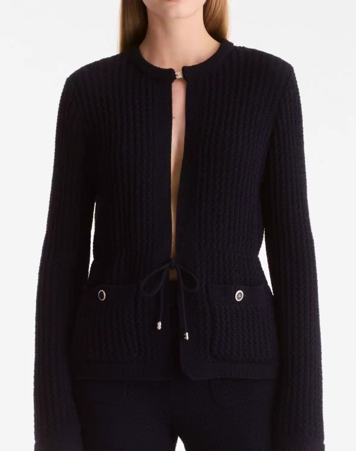 Jacquard knit cardigan