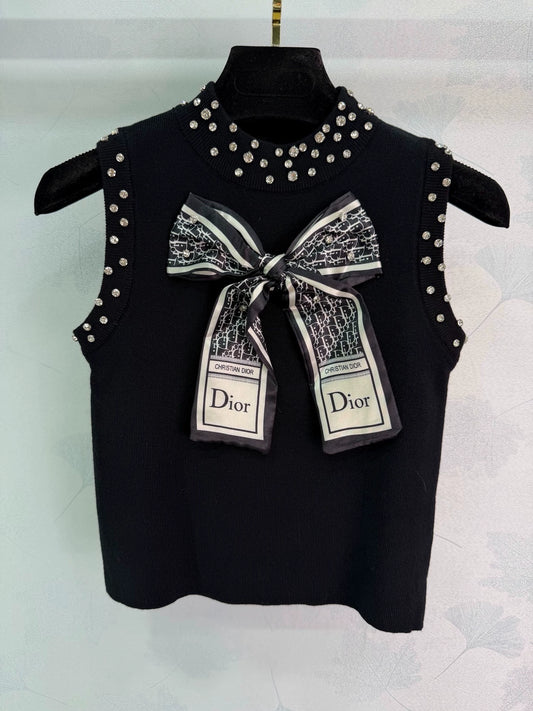 Silk scarf bow vest
