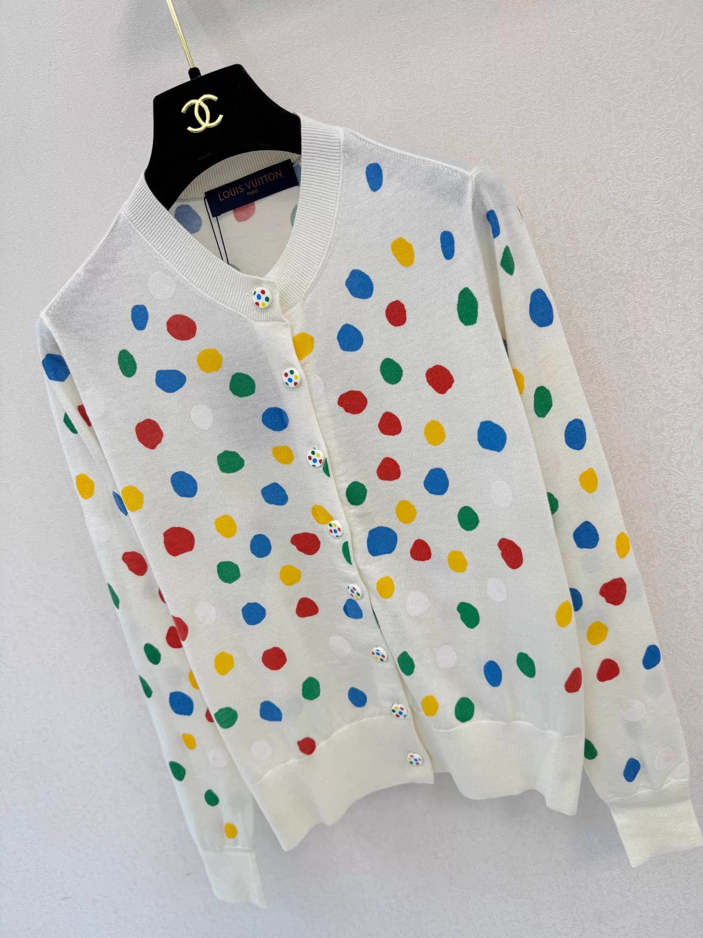 Colorful Polka Dot Knit Cardigan