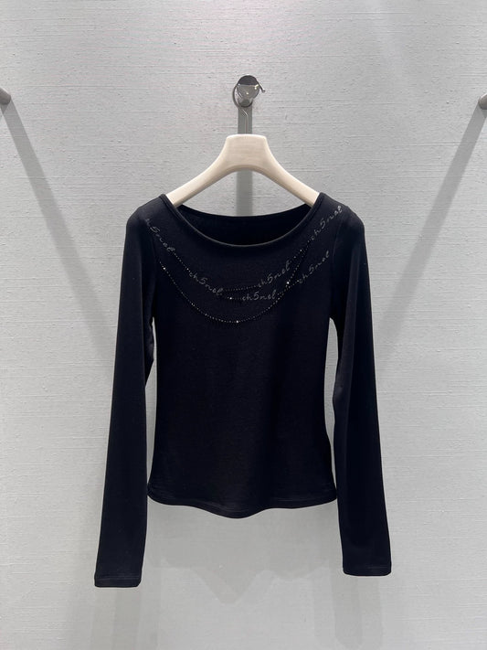 Rhinestone Long-Sleeve Top