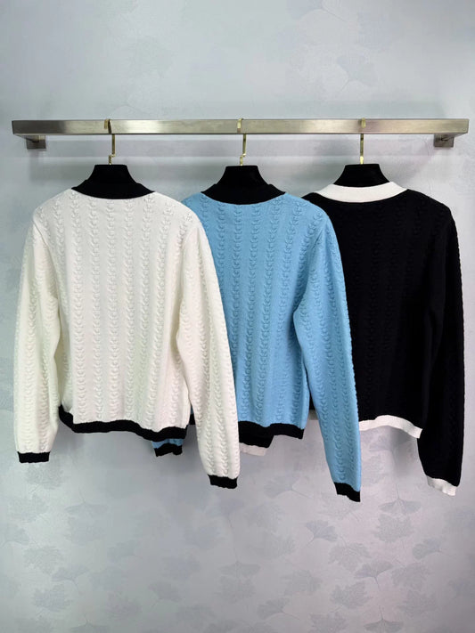 V-neck cable knit cardigan