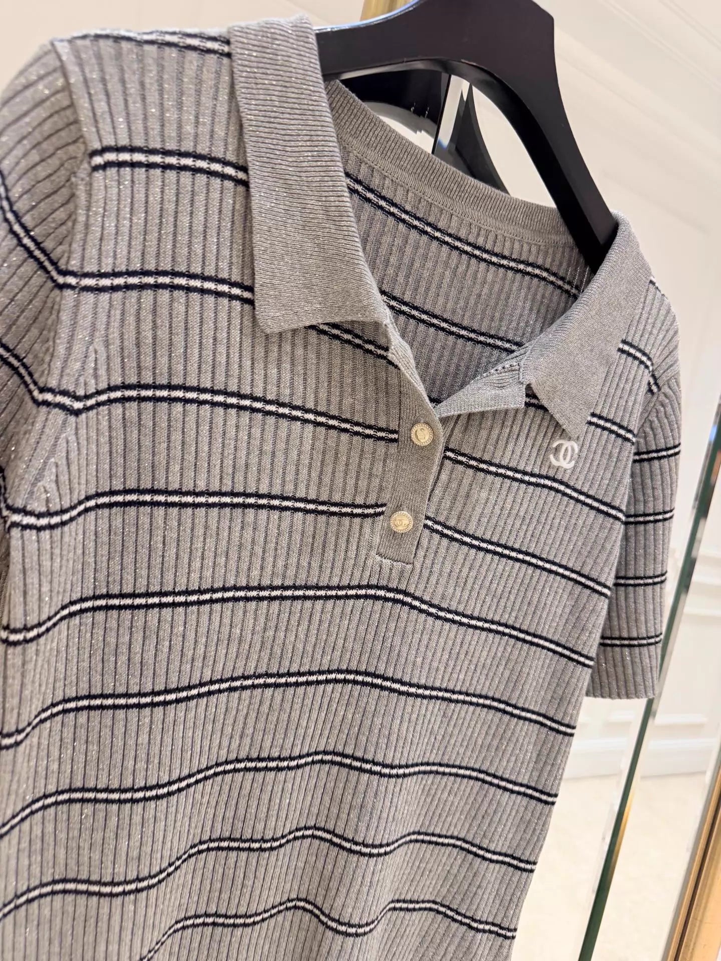 26ss Striped Knit Polo Shirt