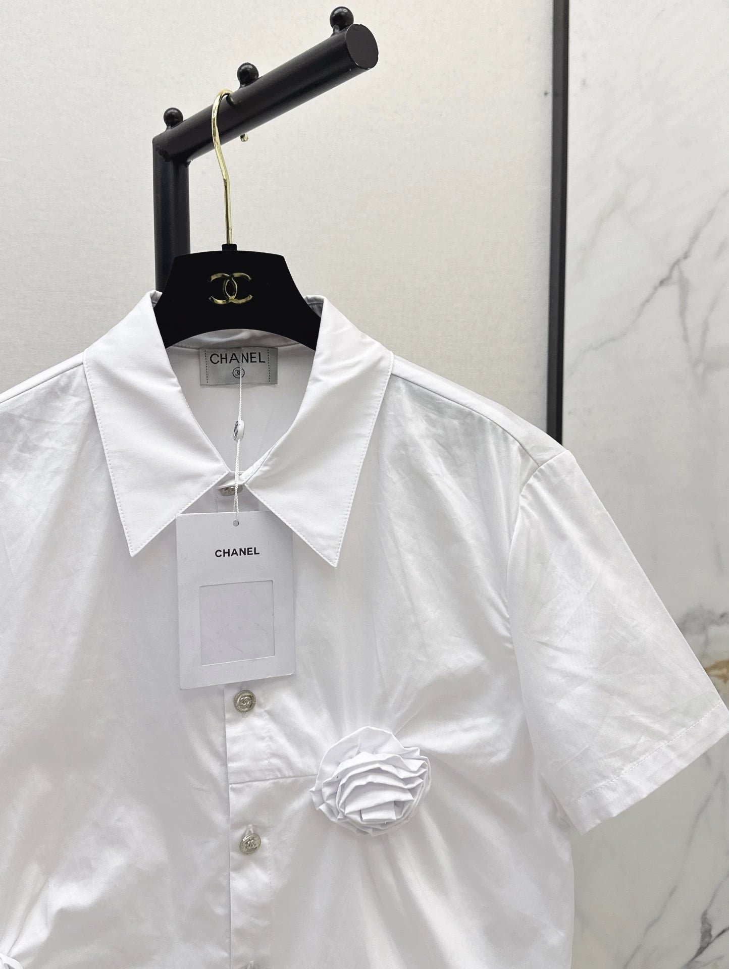 3D floral short-sleeved shirt