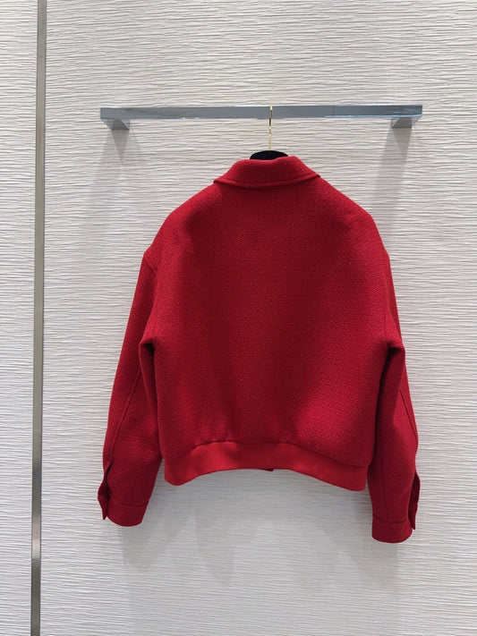 Red Single-Breasted Long-Sleeve Jacket
