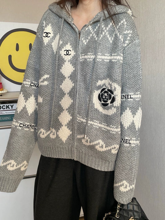 Hooded Zip-Up Sweater