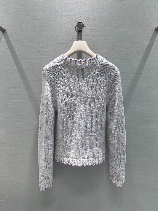 Peter Pan collar wool knit cardigan