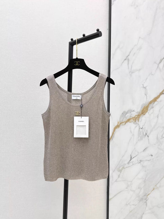 26ss Rhinestone Craft Knit Vest