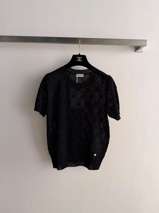26ss Hollow-out knit T-shirt