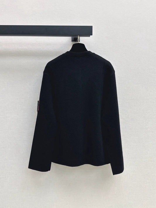 25fw Cashmere coat with quilted leather pockets