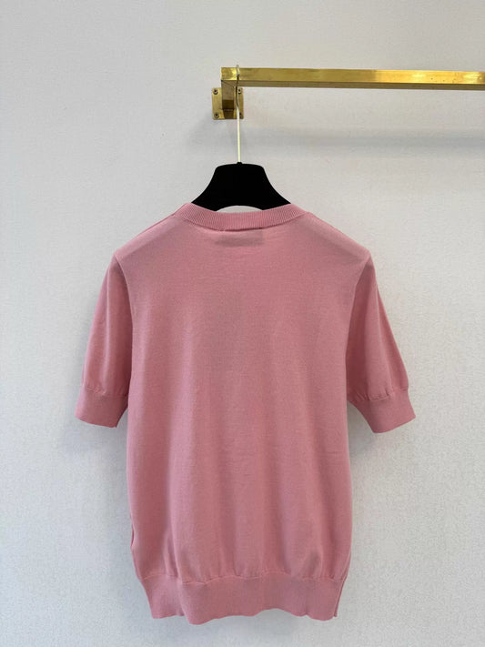 26ss Letter Embroidery Knit T-Shirt