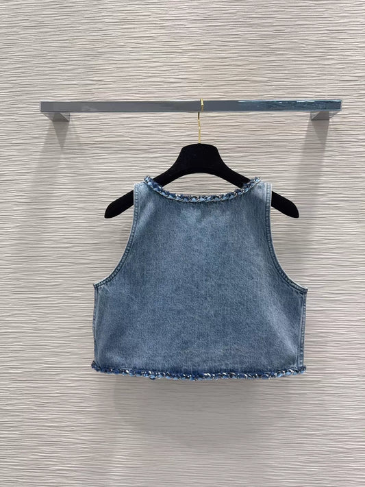 Short denim vest