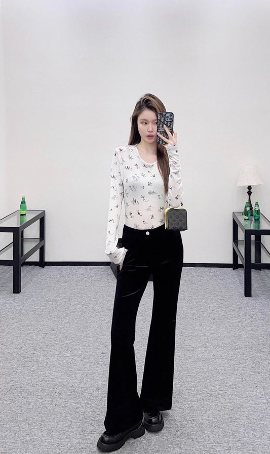 Flared Velvet Retro Trousers