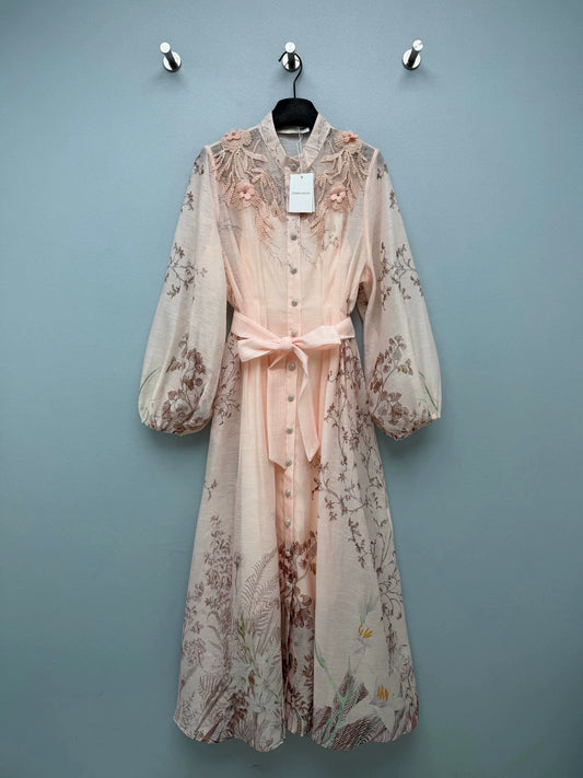 26French-Style Dress with Elaborate Hand-Beaded Floral Embellishments