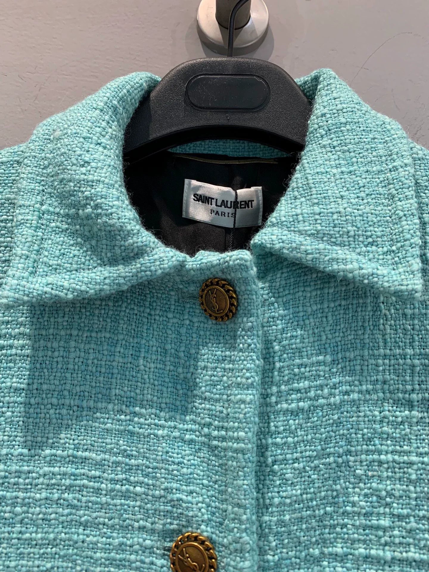 25fw Turquoise green tweed waist cinching jacket(Medieval Series)