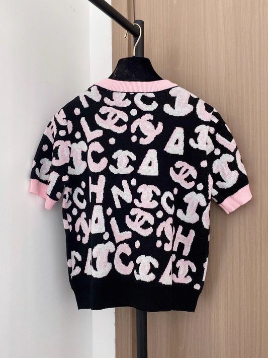 Jacquard Letter Short-Sleeve T-Shirt