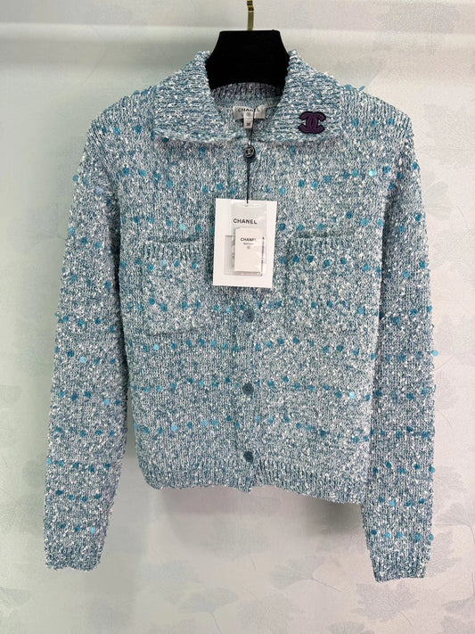 Sequined Knit Cardigan