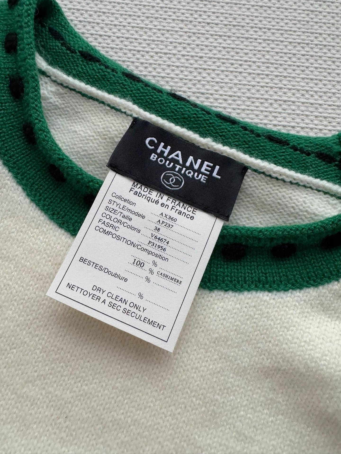 Green cashmere patchwork sweater
